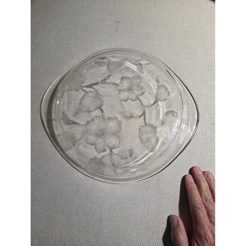 Vintage Sears Clear Glass 10.5 Pie Baking Dish Embossed Hibiscus Handles